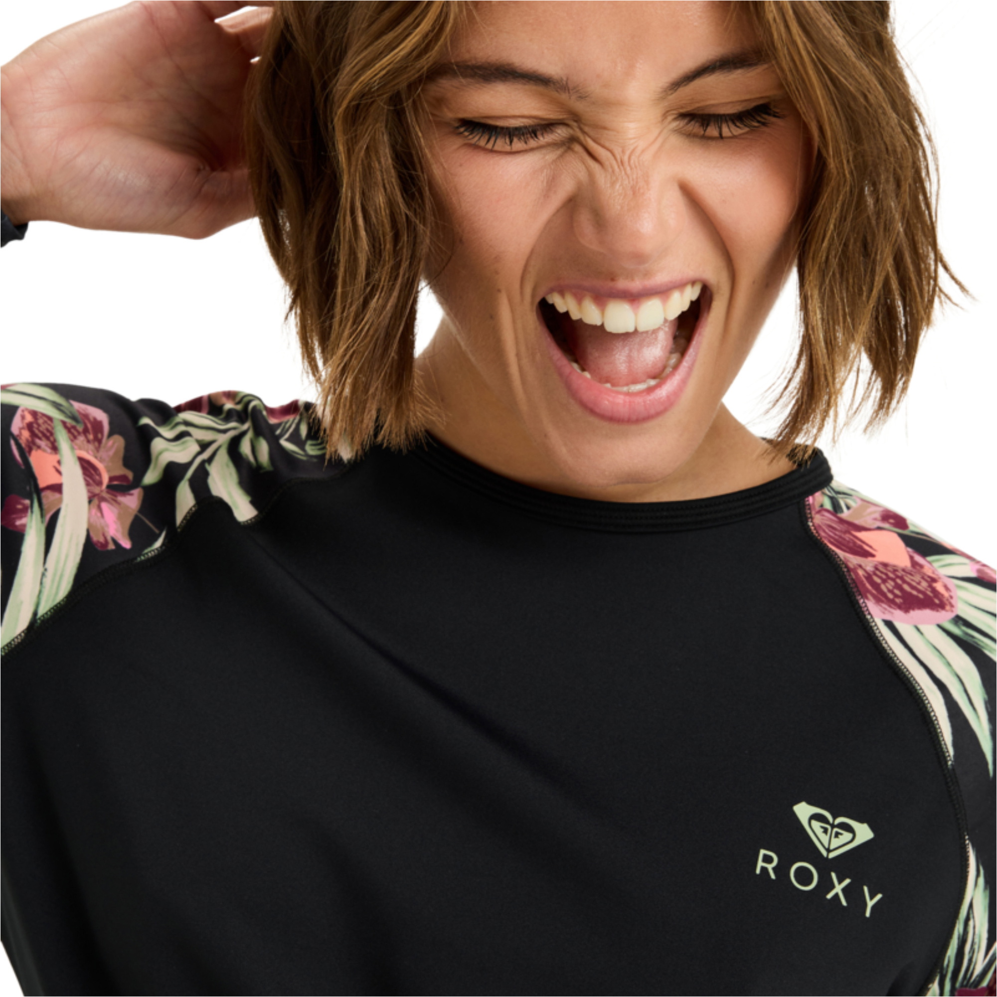 2025 Roxy Womens Basic Mix Long Sleeve Rash Vest ERJWR03872 - Anthracite Wind Swept Floral